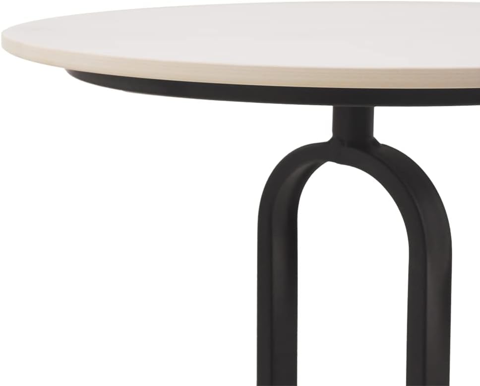 Bijzettafel rond, marmeren salontafel, banktafel, kleine koffietafel, metaal zwart, voor woonkamer slaapkamer, laptoptafel, banktafel