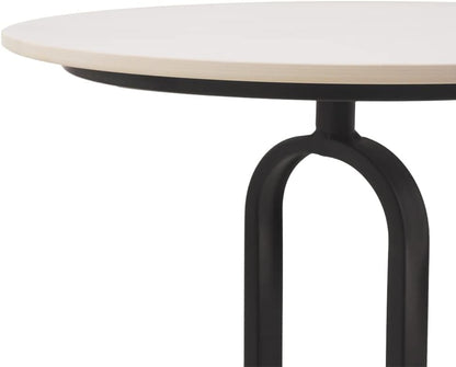 Bijzettafel rond, marmeren salontafel, banktafel, kleine koffietafel, metaal zwart, voor woonkamer slaapkamer, laptoptafel, banktafel