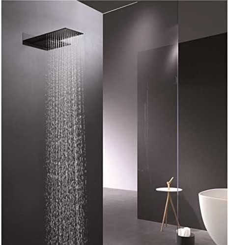 Inbouwthermostaat Douche – Thermostaatkraan – Regendouche – Waterval Douche – Wandmontage – 48x33,5 cm Sproeier – Mat Zwarte Afwerking – Constante Temperatuur Met Turn Clean System