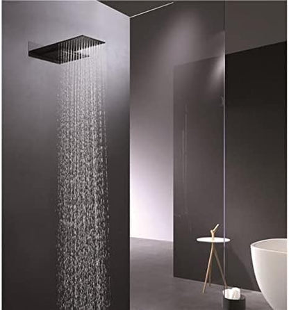 Inbouwthermostaat Douche – Thermostaatkraan – Regendouche – Waterval Douche – Wandmontage – 48x33,5 cm Sproeier – Mat Zwarte Afwerking – Constante Temperatuur Met Turn Clean System
