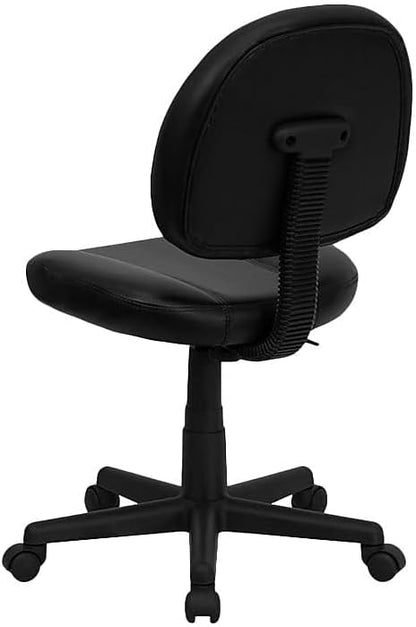 Flash Furniture Mid-Back lederen ergonomische draaibare taakstoel, metaal, zwart, 58,42 x 55,88 x 22,86 cm