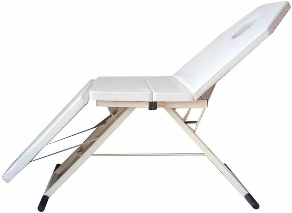 3-Zones Light Folding Chair Beauty Salon Spa Tattoo Bed Fold Zones Mobile Folding Massage Sofa Cosmetic Lounger Beauty Salon PVC Cosmetology Massage Chair Massage Table White - QUORE