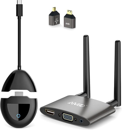 Wireless HDMI transmitter and receiver kit for flawless video/audio streaming at home, in the office, in the classroom, and on portable devices.