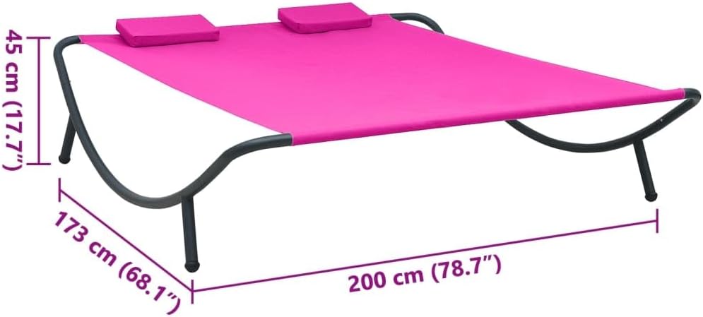 Outdoor Ligstoel – Zonnebed – Tuinstoel – Strandstoel – Relaxstoel – Roze – Weerbestendig Oxford Stof – Stabiel Gepoedercoat Staal