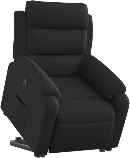 Relaxstoel met opstahulp – Elektrische relaxstoel – Tv-stoel – Ligstoel – Elektrische fauteuil – Zwarte stof – Kantelfunctie tot 135 graden – Comfortabele elektrische ligfunctie