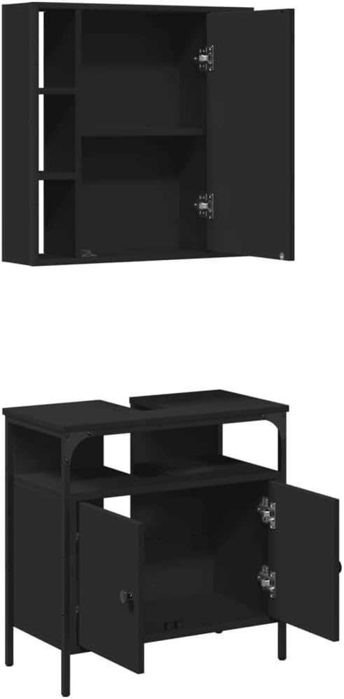 vidaXL 2-piece Bathroom furniture set wood black