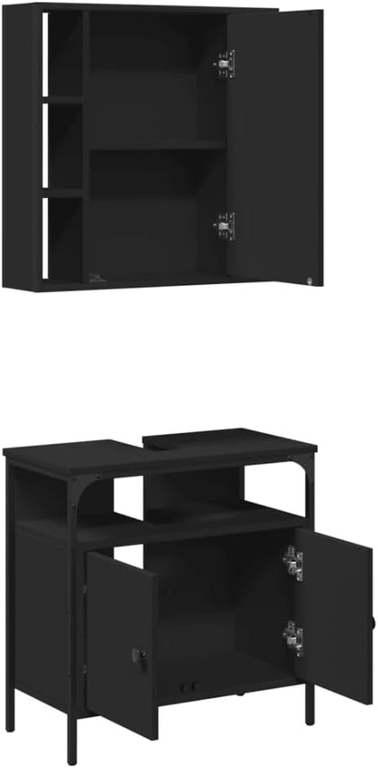 vidaXL 2-piece Bathroom furniture set wood black