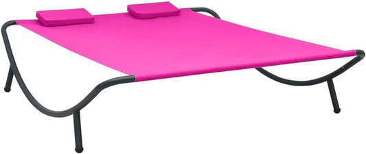 Outdoor Ligstoel – Zonnebed – Tuinstoel – Strandstoel – Relaxstoel – Roze – Weerbestendig Oxford Stof – Stabiel Gepoedercoat Staal