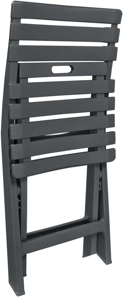 3-Piece Bistro Set Foldable Plastic Anthracite Patio Bistro Set Balcony Set Weatherproof Seat Set for Balcony, Garden, Patio - QUORE