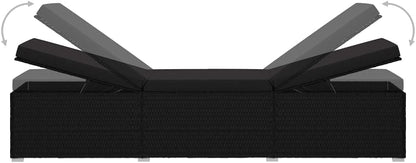 vidaXL Sunbed with Cushion Sun lounger Loungebed Bed Lounger Cushion Lounge Chair Garden Furniture Garden Chair Garden Bed Sunbeds Garden Poly Rattan Black - QUORE
