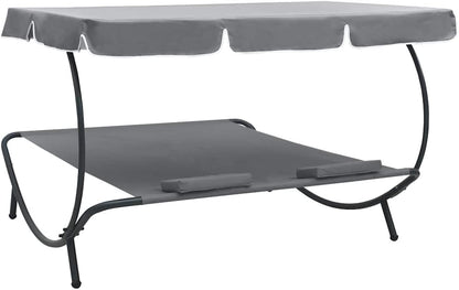 Zonnebed – Ligbed Voor Buiten – Relaxstoel – Strandligstoel – Tuinligbed – Met Luifel En Kussens – Weerbestendig Oxford Polyester – Ruim 200x180 cm