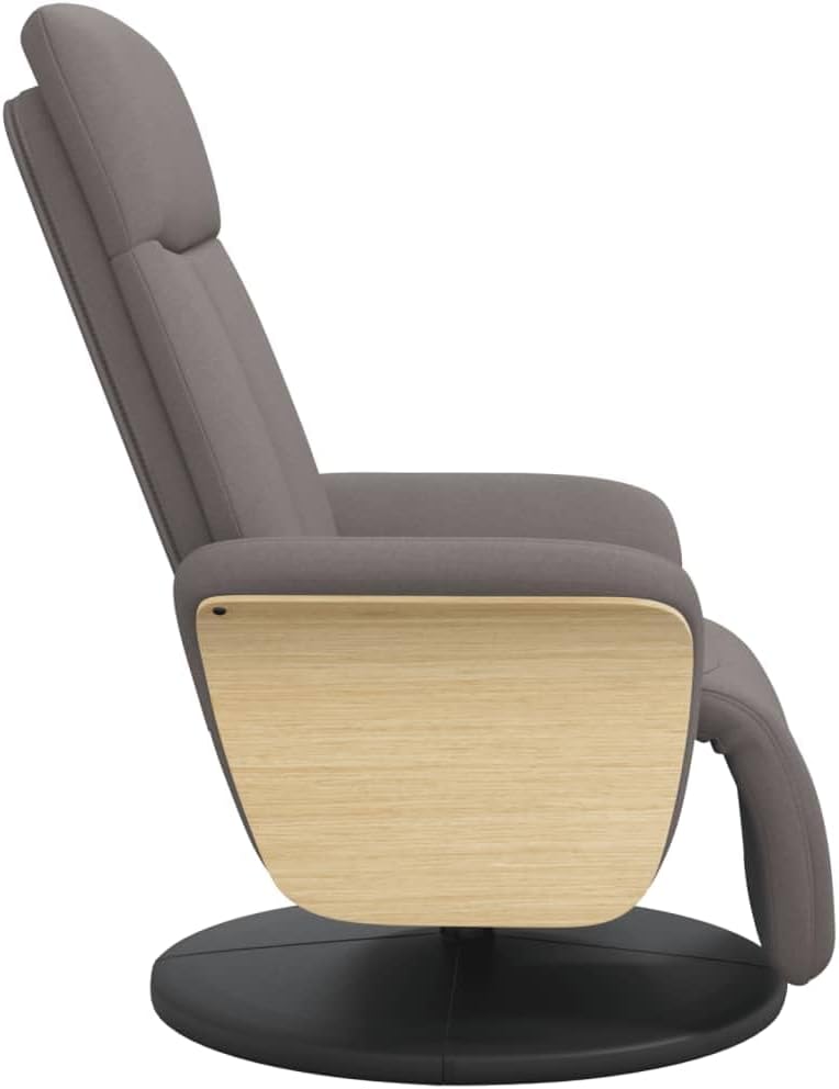 Fauteuil Verstelbaar – Relaxstoel – Draaistoel – Zithoekstoel – Comfortstoel – Verstelbare Rugleuning 105-125° – 360° Draaibaar – Taupe Stof – Met Voetensteun