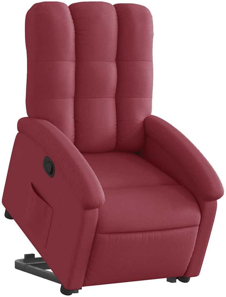 Relaxstoel Met Opstahulp – Electrische stoel – Tv-Stoel – Ligstoel – Relaxfauteuil – Wijnrood – Stofbekleding – Handmatige ligfunctie – Maximaal 135° verstelbaar