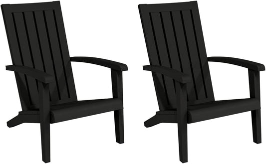 vidaXL Adirondack Garden Chairs Set of 2 Black Polypropylene - QUORE