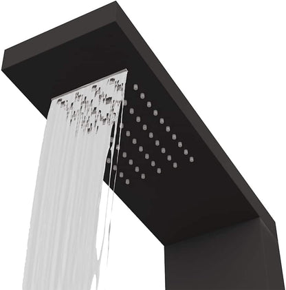 Douchepaneel – Douche Systeem – Regendouche – Douchekraan – Handdouche – Mat Zwart – Aluminium – 4 Functies Met Massagejets