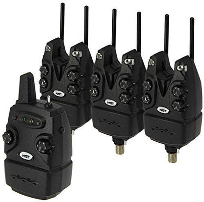 NIEUWE Carp/Grof Vissen 3 st Plus Ontvanger DYNAMIC Bite Alarm Set met 150 m Bereik Volledige Volume & Toon Controle met Inbegrepen Snag Bars en 7 Veelkleurige LED's