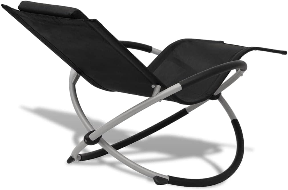 Zonnebad, geometrisch ligbed voor buiten, staal, zwart en grijs, strandligstoel, ontspanning, voor tuin, terras, balkon, camping - QUORE