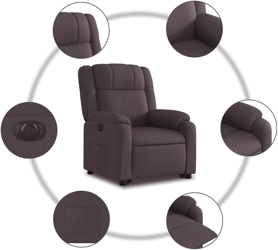 Elektrische Relaxfauteuil – Sta Op Stoel – Elektrische Relaxstoel – Verstelbare Fauteuil – Seniorenstoel – Elektrische Lifter – Donkerbruin Stof – Verstelbare Rugleuning en Voetensteun