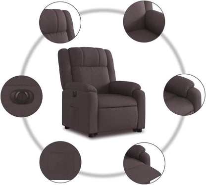 Elektrische Relaxfauteuil – Sta Op Stoel – Elektrische Relaxstoel – Verstelbare Fauteuil – Seniorenstoel – Elektrische Lifter – Donkerbruin Stof – Verstelbare Rugleuning en Voetensteun