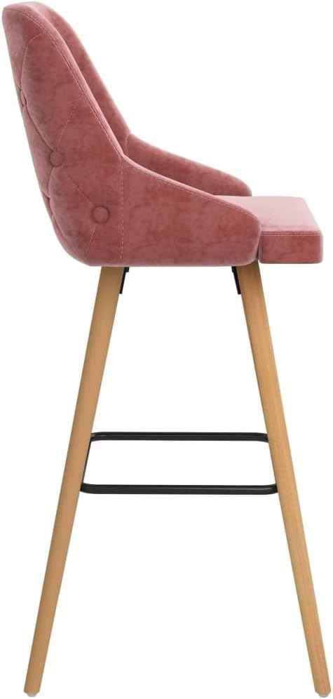 vidaXL 2x Barstoel Barkruk Kruk Stoel Zitstoel Cafestoel Eetstoel Zetel Barstoelen Barkrukken Zitmeubel Barmeubel Meubel Krukken Fluweel Roze