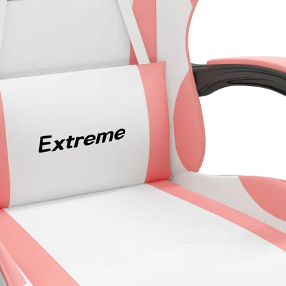 Gamingstoel – Gamestoel – Gaming Chair – Bureaustoel – Game Stoel – Verstelbare Rugleuning – Kunstleer Wit/Roze