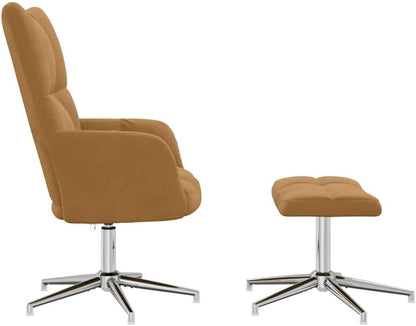 Relaxstoel met poef, bruin, fluweel, tv-stoel met ligfunctie, enkele ligstoel, relaxstoel voor woonkamer, slaapkamer met voetensteun, A2