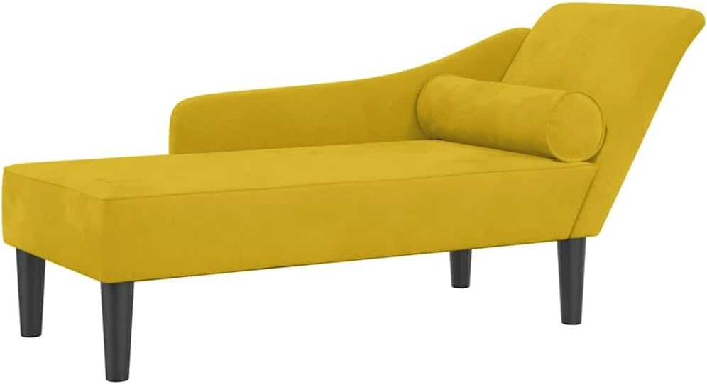 Chaise Longue – Loungesofa – Divan – Loungezetel – Relaxbank – Gele Velvet – Compact Formaat – Zacht Fluweel