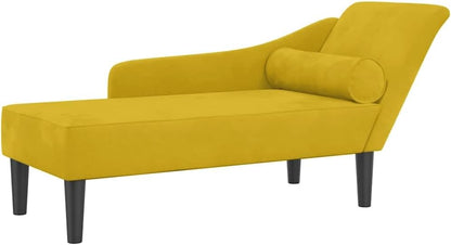 Chaise Longue – Loungesofa – Divan – Loungezetel – Relaxbank – Gele Velvet – Compact Formaat – Zacht Fluweel
