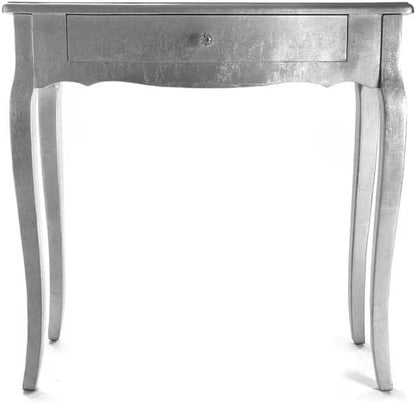 Versa Cagliari Smalle hal of vestibule Entree hal meubilair, Console Tafel, met 1 lade, Afmetingen (H x B x H) 80 x 30 x 80 cm, Hout, Kleur Zilver