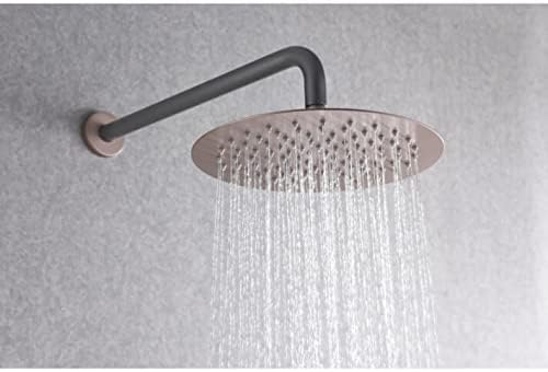 Thermostatische Inbouw Douche Set – Inbouwdouche – Douchekraan – Handdouche – Badkraan – Mat Grijs & Champagne – 2-Weg Balanskraan – Strak Design