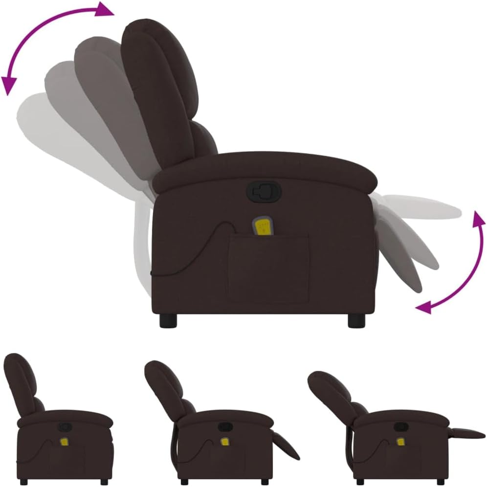 vidaXL Massage Chair Adjustable Fabric Dark Brown
