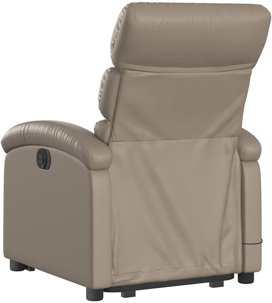 Massagestoel – Relaxfauteuil – Sta-Op Stoel – Elektrische Ligstoel – Massagefauteuil – Kunstleer Cappuccino – 6-Punts Vibratiemassage – Elektrisch Verstelbare Rugleuning en Voetensteun