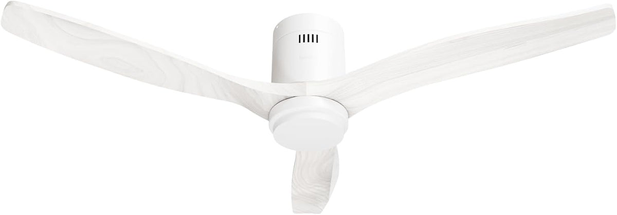 Hombli Smart Plafondventilator met ledlicht, app- en afstandsbediening, wit met houtlook, 132 cm, stil, wifi, voor ruimtes tot 12 m²