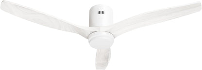 Hombli Smart Plafondventilator met ledlicht, app- en afstandsbediening, wit met houtlook, 132 cm, stil, wifi, voor ruimtes tot 12 m²