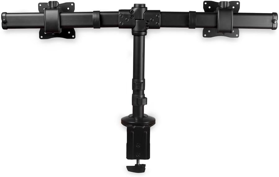 StarTech.com Dubbele monitorhouder - Ondersteunt monitoren van 13 '' tot 27'' - Verstelbaar - Bureauklem of doorvoergat bureausteun voor dubbele VESA-monitoren - Zwart (ARMBARDUOG)