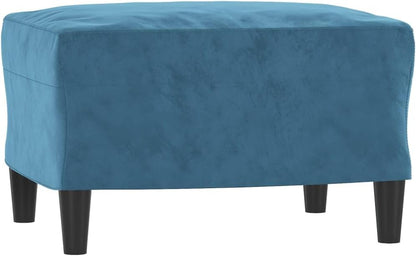 Armchair with ottoman, blue, 60 cm, velvet upholstery, comfortable reclining chair and footstool with robust frame for living room, modern design, durable velour