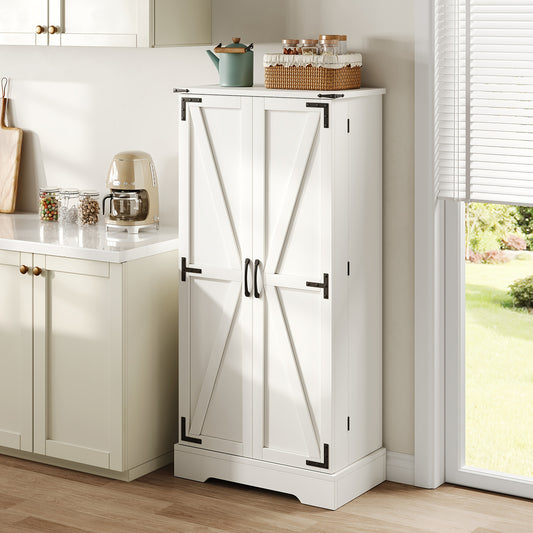 Keukenkast – Voorraadkast – Opbergkast – Dressoir – Kast Met 2 Deuren – Wit Gelakt – Verstelbare Legplanken – Compact Design