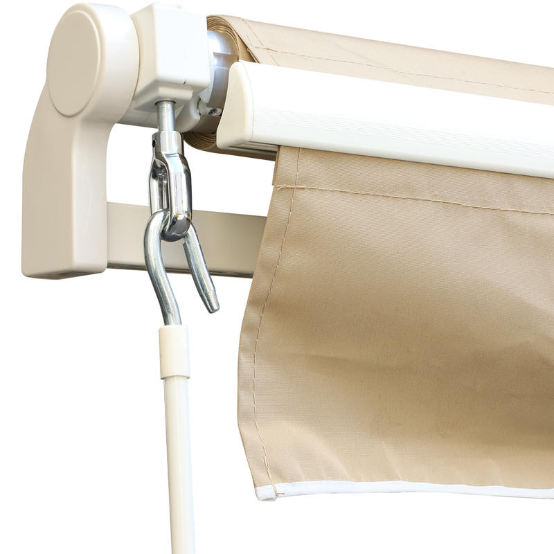 Uitschuifbare Zonwering – Terrasoverkapping – Buitenluifel – Zonnescherm – Balkonzonwering – Met Handcrank – Stevig Metaalframe – Polyester Doek – 3,95 x 2,45 m – Weerbestendig & Compact Designs