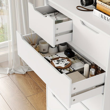 Ladekast – Ladekasten – Opbergkast – Commode – Kast – Wit – 110,5 x 70 x 40 cm – 6 Lades – Anti-Kantel systeem – Metalen Rails – Modern Design
