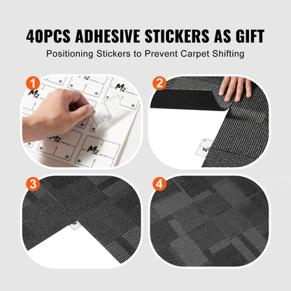 Modulaire Vloertegels – Vloerpanelen – Tapijttegels – PVC Tegels – Bekleed Tegels – Mix Grijs – 24 Tegels 60x60 cm – Zachte Padding & Eenvoudige Installatie