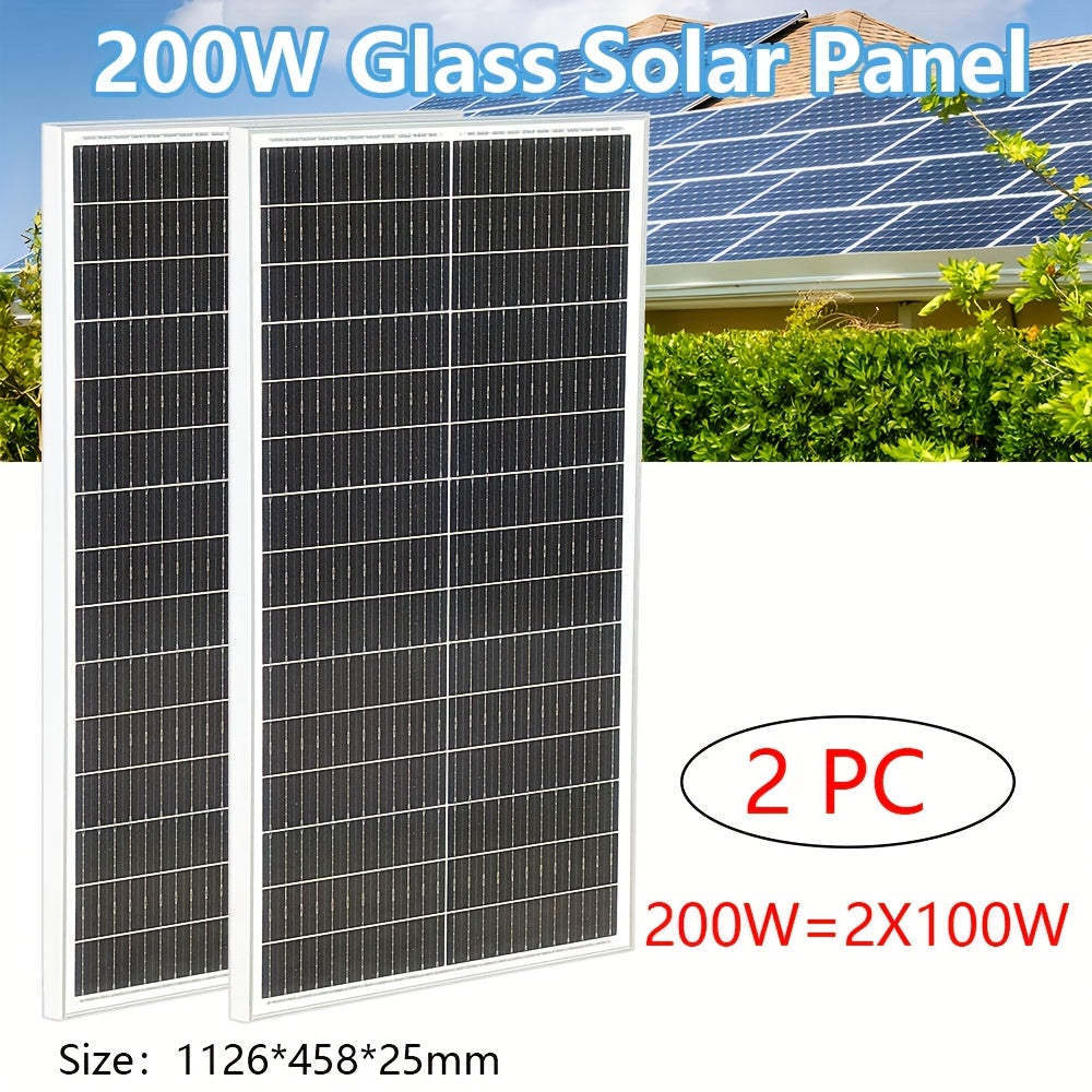 200W Zonnepanelen – Monokristallijn Solar Panel – Photovoltaïsch Modul – Off-Grid Paneel – Camping Zonnecel – Hoog Rendement 23%-30% – Weerbestendig Gehard Glas