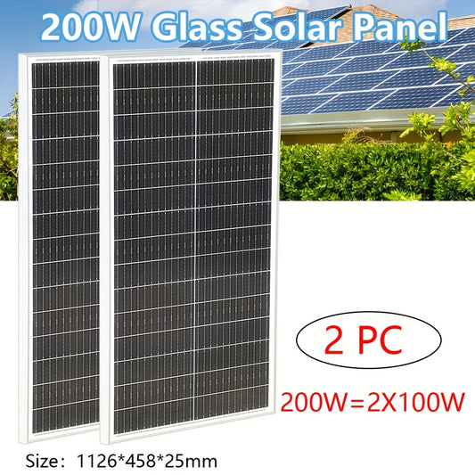 200W Zonnepanelen – Monokristallijn Solar Panel – Photovoltaïsch Modul – Off-Grid Paneel – Camping Zonnecel – Hoog Rendement 23%-30% – Weerbestendig Gehard Glas