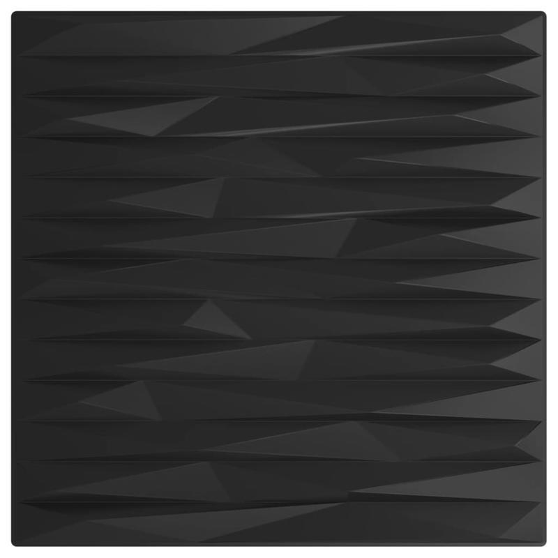48pcs Wall Panels Stone 12 M² 50X50 Cm XPS Black