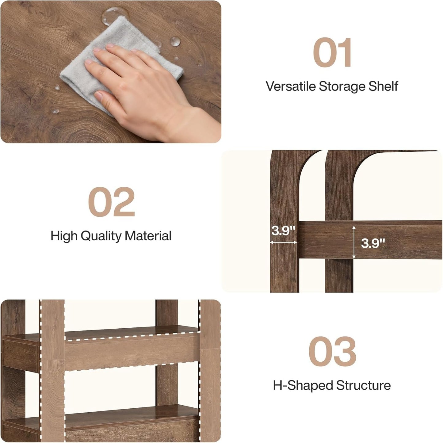 Boekenkast – Boekenrek – Opbergkast – Vakkenkast – Wandkast – 5-laags Open Design – Stevige Houten MDF Constructie 180 cm Hoog