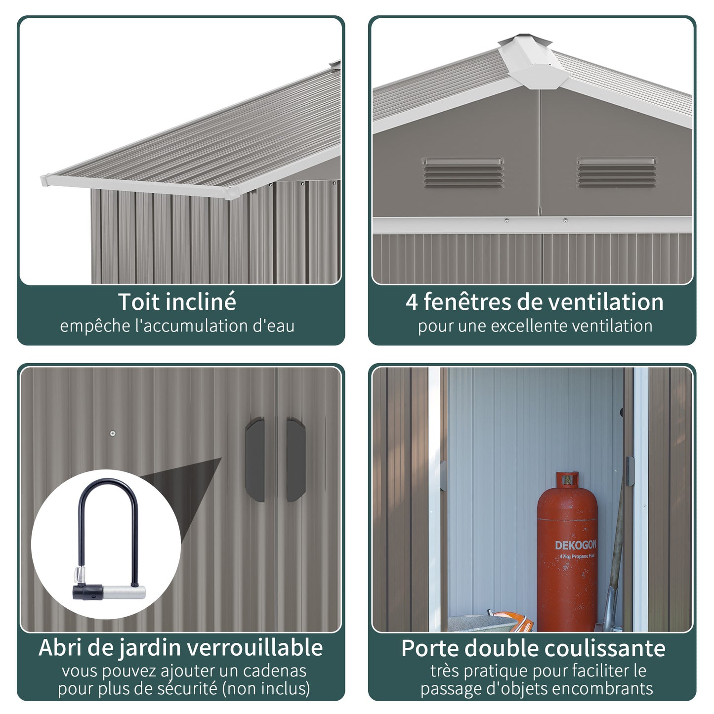 Tuinhuisje – Tuinkast – Berging – Gereedschapsschuur – Tuinberging – Gegalvaniseerd Staal – 2,1 m² Ruimte – Dubbele Schuifdeuren – Ventilatie