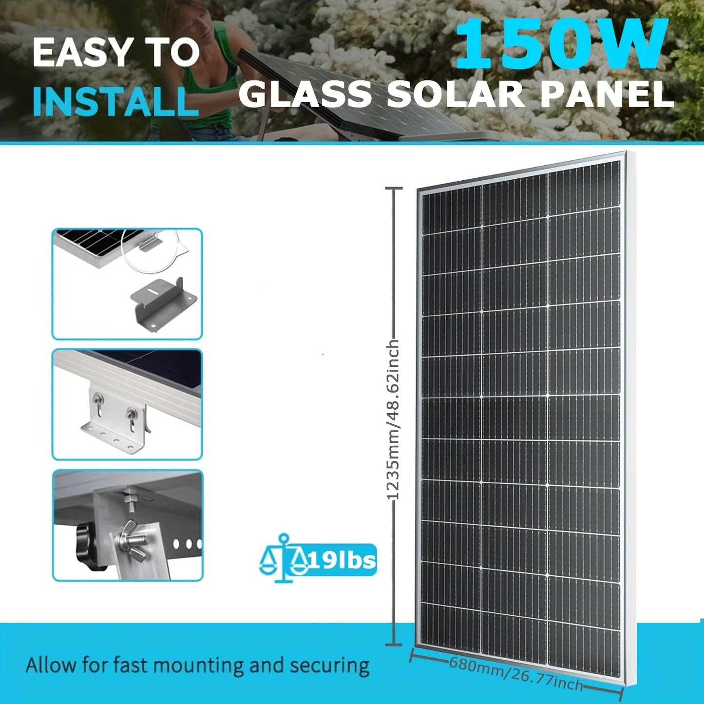 300W Zonnepanelen Set – Zonnepaneel Kit – Solar Panel – Off-Grid Solar Power – 12V Solar Systeem – 20A Laadregelaar Inbegrepen – Hoog Rendement Monokristallijn – Duurzame Weerbestendige Constructie
