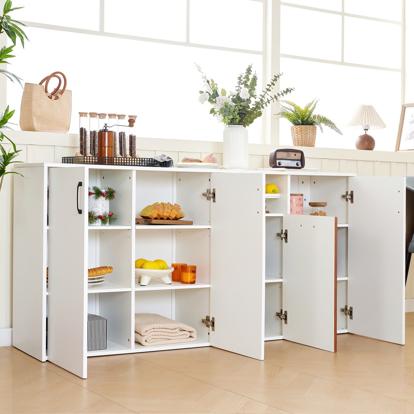 Kast – Opbergkast – Keukenkast – Dressoir – Kledingkast – Vrijstaande Kast – Wit – 160x40x80 cm – Ruime Opbergruimte – Meerdere Planken