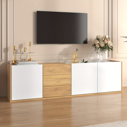 TV-meubel – TV-kast – Mediameubel – Entertainmentmeubel – Lowboard – Wit en Houtkleur – Wandmontage en Vrijstaand – Onderhoudsvriendelijk materiaal