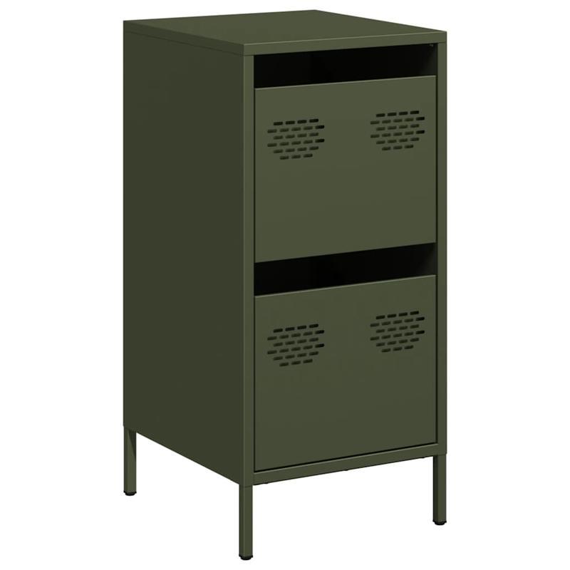 Modern Olive Green Metal Sideboard Cabinet with 3 Drawers & 2 Shelves - Contemporary Design, Cold-Rolled Steel, Removable Top Shelf, 35x39x73.5cm, Perfect for Living Room or Bedroom, Sideboard Cabinet, Bedroom Storage, Minima