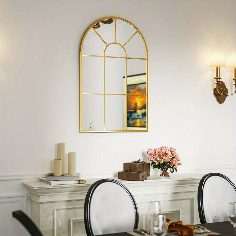 Wandspiegel – Passpiegel – Staande Spiegel – Hangspiegel – Woondecoratie – Gouden Frame – Uniek Onregelmatig Design – 91x60 cm Verticaal – Zonder Elektriciteit